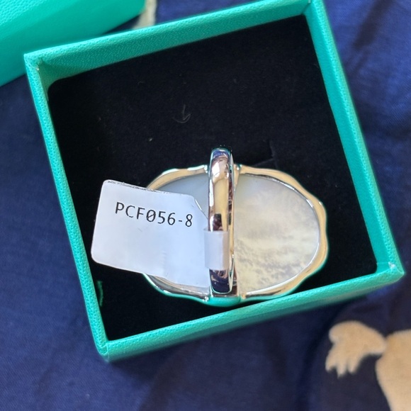 Vintage DK Sterling Silver 925 Mother of Pearl Rose Carved Ring Scalloped Bezel - Picture 4 of 15